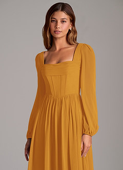 Azazie Maree Bridesmaid Dresses Butterscotch A-Line Corset Chiffon Dress image7