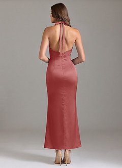 Azazie Valerie 신부 들러리 드레스 인어 주름진 스트레치 새틴 발목 길이 드레스 image2