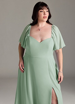 Azazie Chloe Bridesmaid Dresses Agave A-Line Sweetheart Neckline Chiffon Dress image12