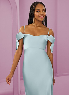 Barbie ♥ Azazie Jurken voor bruidsmeisjes Converteerbaar Jurk van Stretch Satijn met Kolom Off the Shoulder De Nevel image3