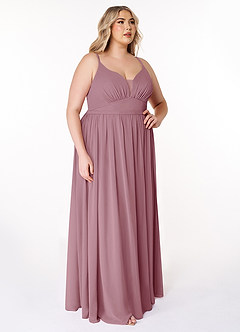 Azazie Rayna Final Sale Vintage Mauve A-Line V-Neck Pleated Chiffon Dress image10
