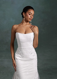 Azazie Ella Wedding Dresses Diamond White Mermaid Sweetheart Neckline Tulle Dress image11