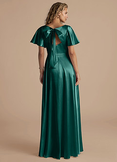 Azazie Kimber Robes de demoiselle d'honneur Robe Trapèze en Satiné métallisé Rayé Vert Pin image4