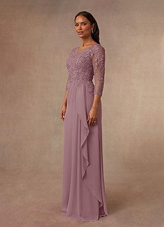 Azazie Calanthe Mother of the Bride Dresses Dusty Rose A-Line Scoop Chiffon Dress image2