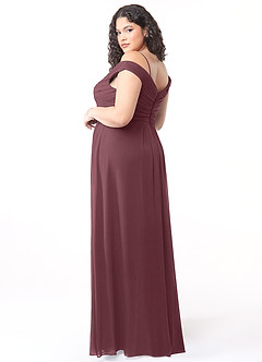 Azazie Audrianna Bridesmaid Dresses Sangria A-Line Off-The-Shoulder Gathered Chiffon Convertible Dress image10