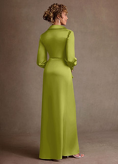 Azazie Jacinta Mère de la mariée Robes Robe Fourreau en Satin extensible Plissée Citronnelle image3