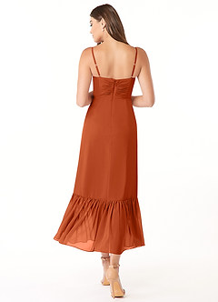 Azazie Justina Brautjungfernkleider A-Linie Herzausschnitt Chiffon Kleid Gebranntes Orange image2