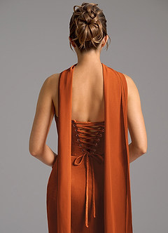 Azazie Sorrel Vestidos de damas de honor Vestido de Naranja Quemada de terciopelo de Corte Sirena Convertible con Corsé image6