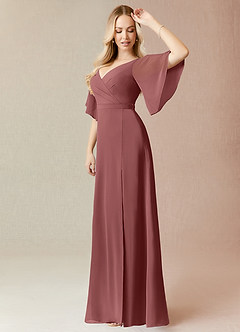 Azazie Cierra Bridesmaid Dresses Amethyst A-Line V-Neck Chiffon Dress image4