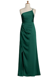 Azazie Eren Junior Emerald Sheath Pleated Stretch Satin Dress image8