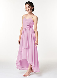 Azazie Catalina Junior A-Linie Gestreift Chiffon Kleid Bonbonrosa image3