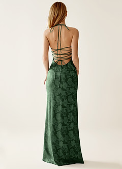 Angena Eucalyptus Jacquard Opne Back Party Dress image2