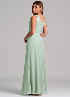 Azazie Nerine Brudtärnklänningar Klä av A-Linje i Chiffong Plisserad Agave image2