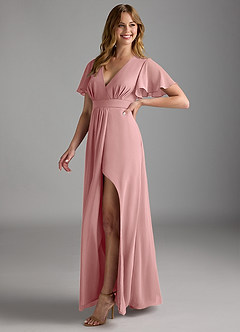 Azazie Zaniah Bridesmaid Dresses Dusty Rose A-Line Chiffon Dress image5