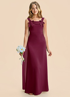 Azazie Chelsea Junior Mulberry Sheath Pleated Stretch Satin Dress image4