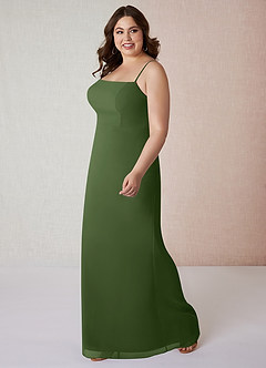 Azazie Tayla Bridesmaid Dresses Olive Sheath Square Neckline Chiffon Dress image8