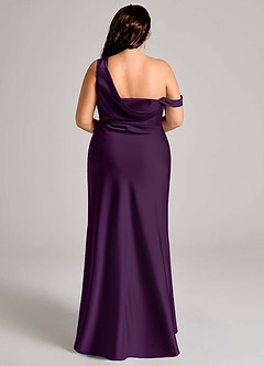 Azazie Madelyn Bridesmaid Dresses Grape Mermaid One Shoulder Stretch Satin Convertible Dress image11