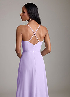 Azazie Naeem Bridesmaid Dresses Lilac A-Line V-Neck Ruffle Chiffon Dress image7