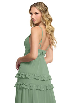 Azazie Rachel Abiti da Damigella Abito A-Line in Chiffon Matcha image5