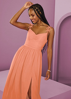 Barbie ♥ Azazie Jurken voor bruidsmeisjes Jurk van Chiffon met A-Lijn Geplooid Zonsondergang image3