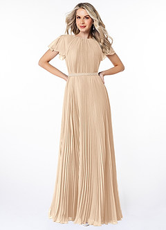 Azazie Kara Modest brudtärna klänningar Klänning A-Line Plisserad Golvlängd Chiffong image1