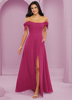 Barbie ♥ Azazie Bridesmaid Dresses Barbie Pink A-Line Off the Shoulder Chiffon Convertible Dress image1