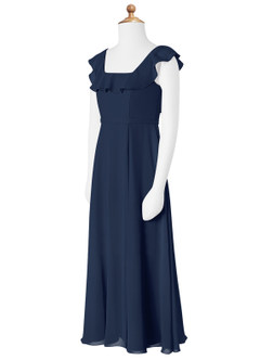 Azazie Jinny Junior Dark Navy A-Line Ruched Chiffon Dress image6