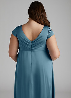 Azazie Allessia Maternity Bridesmaid Dresses A-Line Pleated Stretch Satin Floor-Length Dress image12
