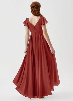 Azazie Caria Junior Terracotta A-Line Pleated Chiffon Dress image2