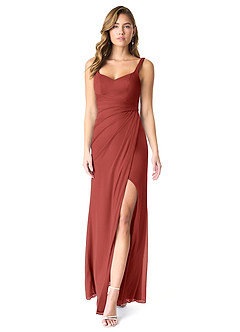 Azazie Verami Bridesmaid Dresses Terracotta Mermaid Lace Mesh Dress image1