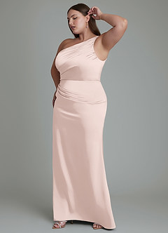 Azazie Akilah Brudtärnklänningar Klänning av Sjöjungfru i Stretch Satin One-shoulder Rodnande Rosa image12