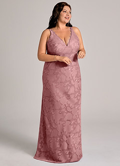 Azazie Tianna Robes de demoiselle d'honneur Robe Fourreau en Blumen-Burnout Dentelle Rose Poussiéreuse image11