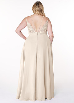 Azazie Lennon Bridesmaid Dresses White Alabaster A-Line Lace Chiffon Dress image8