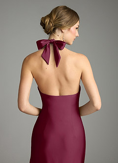 Azazie Nayeli Final Sale Mulberry A-Line Pleated Stretch Satin Dress image7