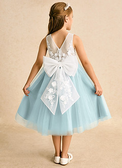 Azazie Lina Flower Girl Dresses Ivory Mist Ball-Gown Lace Dress image1