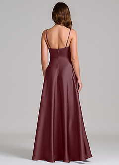 Azazie Amani Abiti da Damigella Abito A-Line in Raso Elasticizzato Plissettato Sangria image5