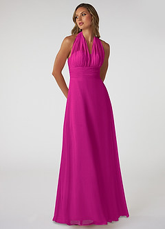 Azazie Fifi Vestidos de damas de honor Vestido de Fucsia de Gasa de Corte En A Convertible con Sin tirantes image6