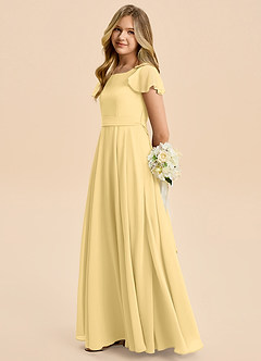 Azazie Cady Junior Butter A-Line Pleated Chiffon Dress image7