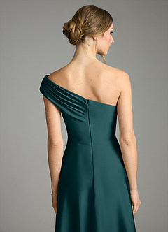 Azazie Melanie Suknie dla druhen Linia A Zza ramienia Satyna elastyczna Do ziemi Sukienka image2