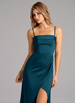 Azazie Aretha Bridesmaid Dresses Ink Blue A-Line Strapless Stretch Satin Convertible Dress image2