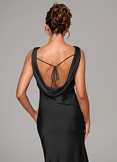 Azazie Rylina Bridesmaid Dresses Black Mermaid Stretch Satin Dress image2