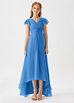 Azazie Breanne Junior Blue Jay A-Line Chiffon Dress image6