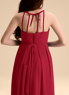 Azazie Arianthe Junior Scarlet A-Line Pleated Chiffon Dress image8
