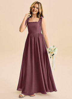 Azazie Delia Junior Abito A-Line in Chiffon Fiocco Sangria image4