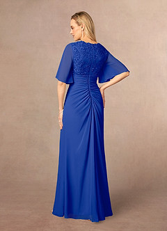 Azazie Carson Mother of the Bride Dresses Royal Blue A-Line V-Neck Lace Chiffon Dress image3