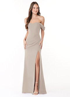 Azazie Lynnie Brautjungfernkleider Wandelbar Meerjungfrau-Linie Schulterfrei Chiffon Kleid Frost image1