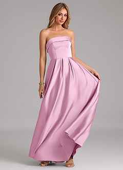 Azazie Lucienne Bridesmaid Dresses Candy Pink A-Line Strapless Stretch Satin Convertible Dress image5