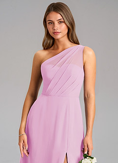 Azazie Phaedra Abiti da Damigella Abito A-Line in Chiffon Monospalla Rosa Confetto image8