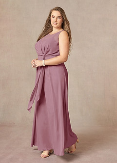 Azazie Marchioness Mother of the Bride Dresses A-Line Scoop Pleated Chiffon Floor-Length Dress image9