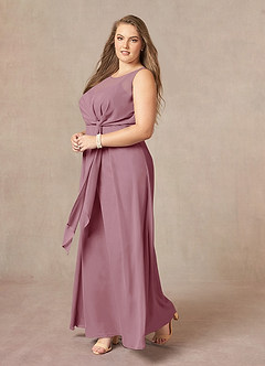 Azazie Marchioness Mother of the Bride Dresses Vintage Mauve A-Line Scoop Pleated Chiffon Dress image9